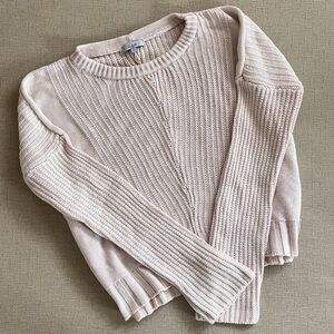 Rails Light Pink Textured Crew Neck Sweater